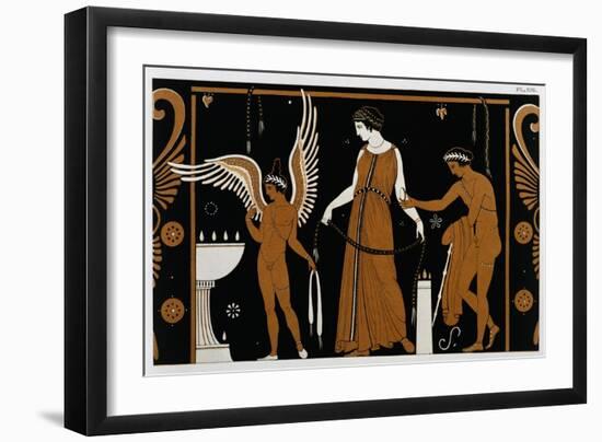 19th Century Greek Vase Illustration of Eros Before an Altar with a Woman-Stapleton Collection-Framed Giclee Print