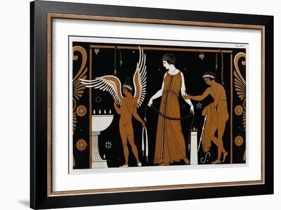 19th Century Greek Vase Illustration of Eros Before an Altar with a Woman-Stapleton Collection-Framed Giclee Print