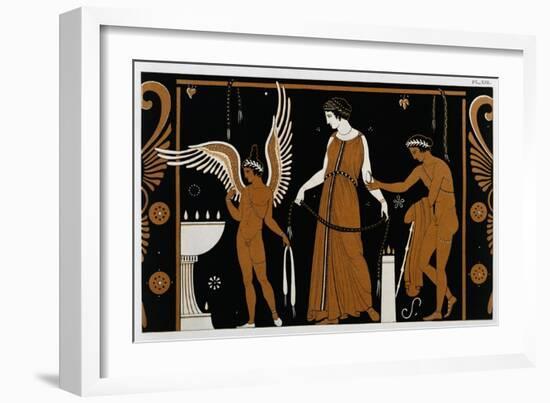 19th Century Greek Vase Illustration of Eros Before an Altar with a Woman-Stapleton Collection-Framed Giclee Print