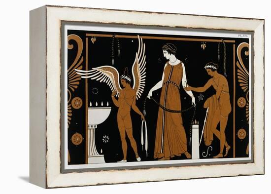19th Century Greek Vase Illustration of Eros Before an Altar with a Woman-Stapleton Collection-Framed Premier Image Canvas