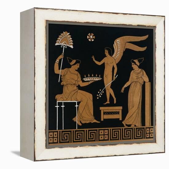 19th Century Greek Vase Illustration of Eros with Two Courtesans-Stapleton Collection-Framed Premier Image Canvas