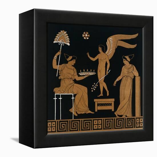 19th Century Greek Vase Illustration of Eros with Two Courtesans-Stapleton Collection-Framed Premier Image Canvas