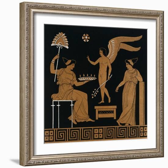 19th Century Greek Vase Illustration of Eros with Two Courtesans-Stapleton Collection-Framed Giclee Print