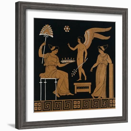 19th Century Greek Vase Illustration of Eros with Two Courtesans-Stapleton Collection-Framed Giclee Print