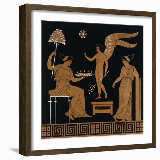 19th Century Greek Vase Illustration of Eros with Two Courtesans-Stapleton Collection-Framed Giclee Print