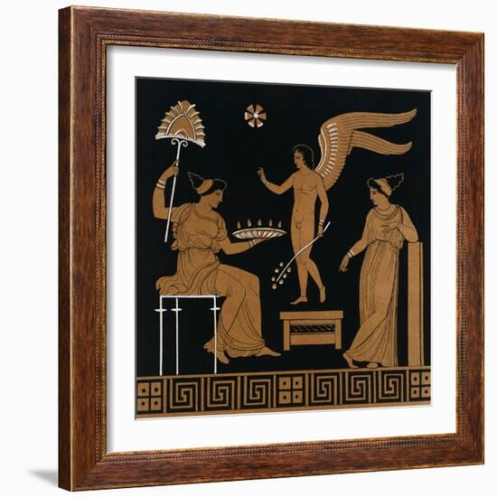 19th Century Greek Vase Illustration of Eros with Two Courtesans-Stapleton Collection-Framed Giclee Print