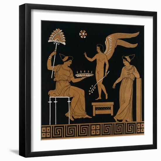 19th Century Greek Vase Illustration of Eros with Two Courtesans-Stapleton Collection-Framed Giclee Print