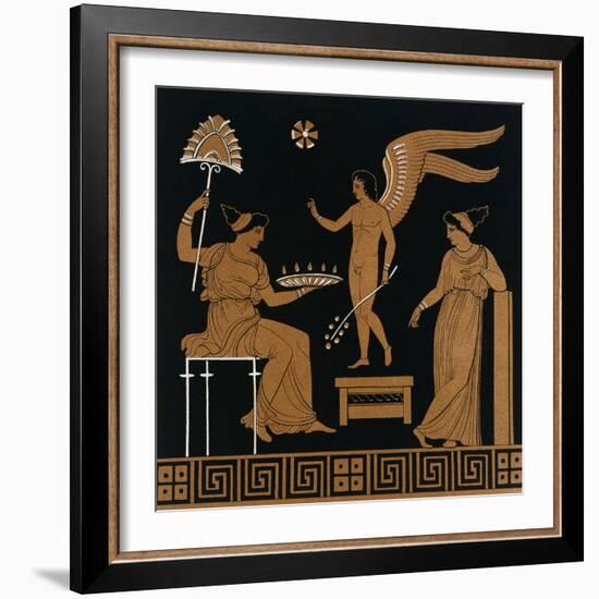 19th Century Greek Vase Illustration of Eros with Two Courtesans-Stapleton Collection-Framed Giclee Print