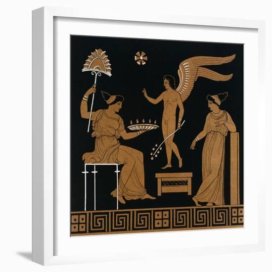 19th Century Greek Vase Illustration of Eros with Two Courtesans-Stapleton Collection-Framed Giclee Print