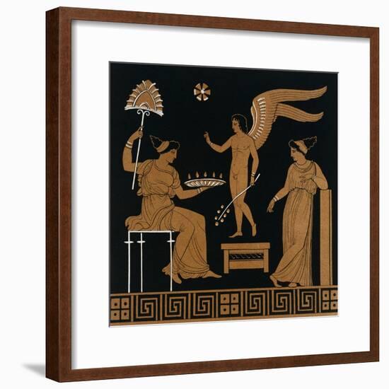 19th Century Greek Vase Illustration of Eros with Two Courtesans-Stapleton Collection-Framed Giclee Print