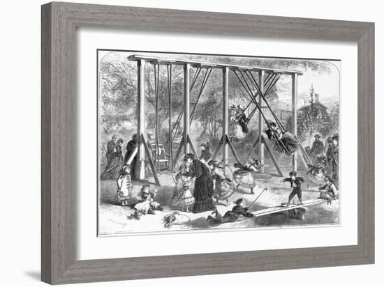 19th-Century Illustration of a Playground in Central Park-null-Framed Giclee Print