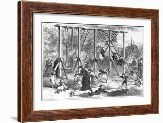 19th-Century Illustration of a Playground in Central Park-null-Framed Giclee Print