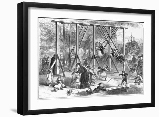 19th-Century Illustration of a Playground in Central Park-null-Framed Giclee Print