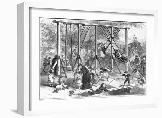 19th-Century Illustration of a Playground in Central Park-null-Framed Giclee Print