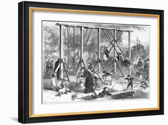 19th-Century Illustration of a Playground in Central Park-null-Framed Giclee Print