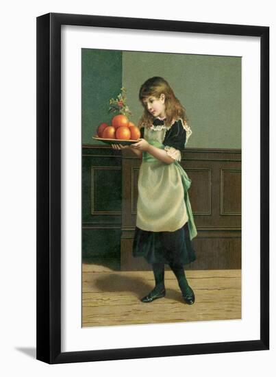 19th-Century Illustration of a Young Girl Preparing for the Christmas Season-null-Framed Giclee Print