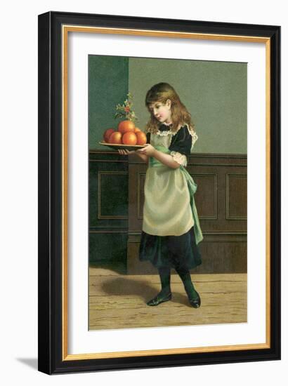 19th-Century Illustration of a Young Girl Preparing for the Christmas Season-null-Framed Giclee Print