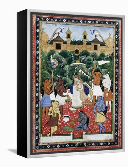 19th-Century Indian Painting of the Wife of Rajah Ramchanderjee in Rawan's Garden-null-Framed Premier Image Canvas