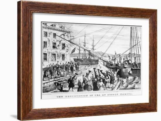 19Th-Century Lithograph of Boston Tea Party-Philip Gendreau-Framed Giclee Print