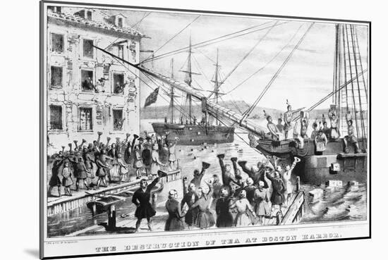 19Th-Century Lithograph of Boston Tea Party-Philip Gendreau-Mounted Giclee Print