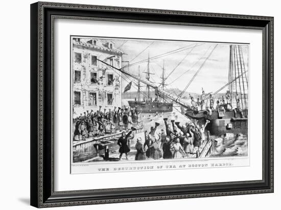 19Th-Century Lithograph of Boston Tea Party-Philip Gendreau-Framed Giclee Print