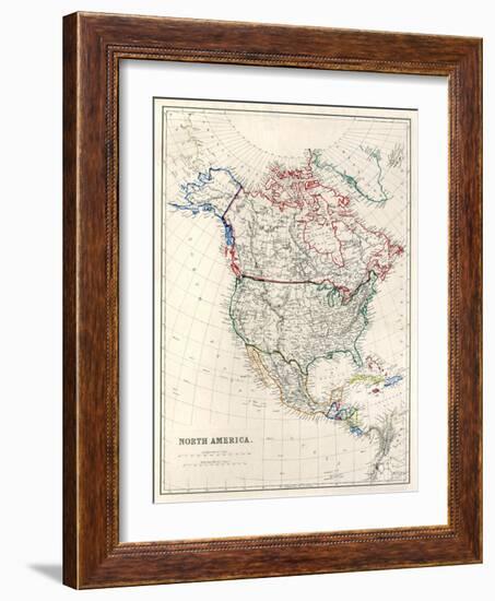 19Th Century Map Of North America-Tektite-Framed Art Print