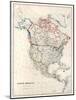 19Th Century Map Of North America-Tektite-Mounted Art Print