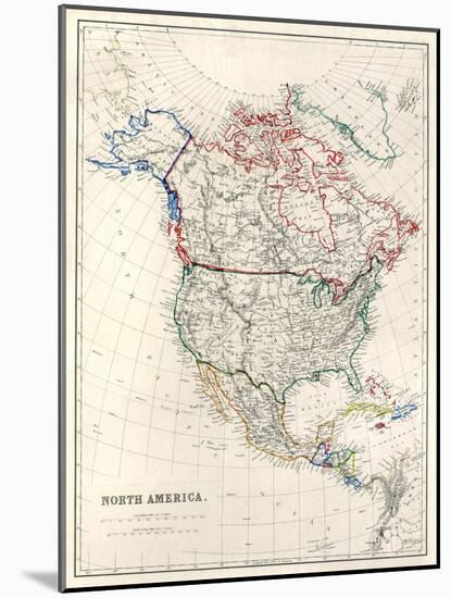 19Th Century Map Of North America-Tektite-Mounted Art Print