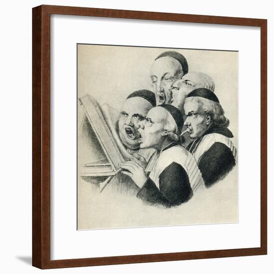 19th Century Satirical Cartoon Showing Singing Dutch Clerics-null-Framed Giclee Print