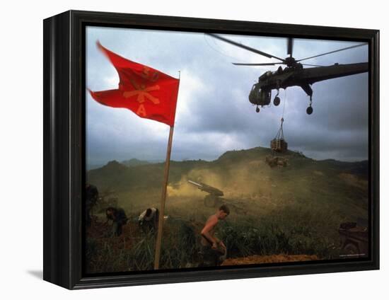 1st Air Cavalry Skycrane Helicopter Delivering Ammunition and Supplies to US Marines-Larry Burrows-Framed Premier Image Canvas