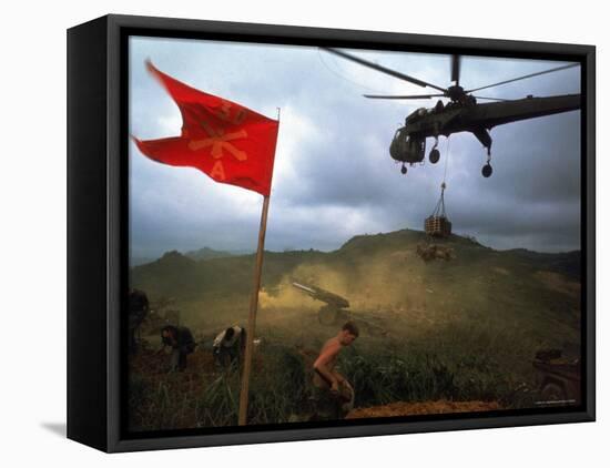 1st Air Cavalry Skycrane Helicopter Delivering Ammunition and Supplies to US Marines-Larry Burrows-Framed Premier Image Canvas