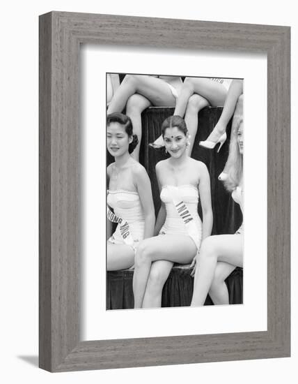 1st Miss Universe Contest, Miss Hong Kong Judy Dan and Miss India Indrani Rahman, CA, 1952-George Silk-Framed Photographic Print