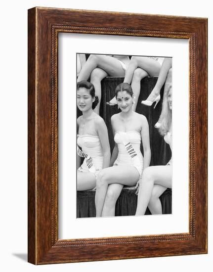 1st Miss Universe Contest, Miss Hong Kong Judy Dan and Miss India Indrani Rahman, CA, 1952-George Silk-Framed Photographic Print