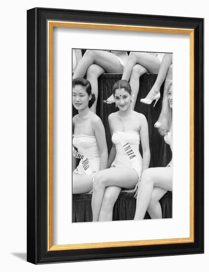 1st Miss Universe Contest, Miss Hong Kong Judy Dan and Miss India Indrani Rahman, CA, 1952-George Silk-Framed Photographic Print