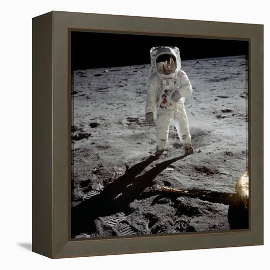 1st Steps of Human on Moon: American Astronaut Edwin "Buzz" Aldrinwalking on the Moon-null-Framed Stretched Canvas