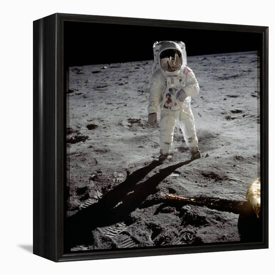 1st Steps of Human on Moon: American Astronaut Edwin "Buzz" Aldrinwalking on the Moon-null-Framed Stretched Canvas