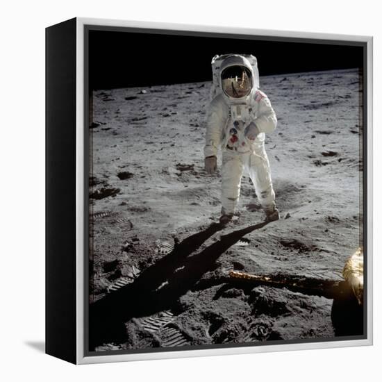 1st Steps of Human on Moon: American Astronaut Edwin "Buzz" Aldrinwalking on the Moon-null-Framed Stretched Canvas