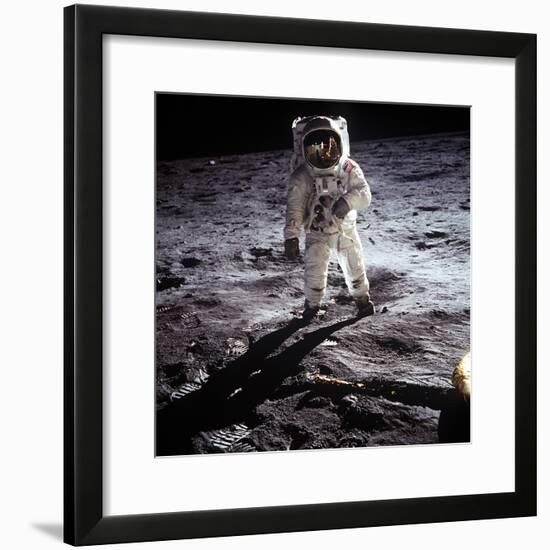 1st Steps of Human on Moon: American Astronaut Edwin "Buzz" Aldrinwalking on the Moon-null-Framed Photo