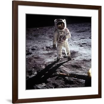 1st Steps of Human on Moon: American Astronaut Edwin "Buzz" Aldrinwalking on the Moon-null-Framed Photo