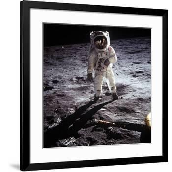 1st Steps of Human on Moon: American Astronaut Edwin "Buzz" Aldrinwalking on the Moon-null-Framed Photo
