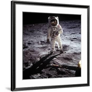 1st Steps of Human on Moon: American Astronaut Edwin "Buzz" Aldrinwalking on the Moon-null-Framed Photo
