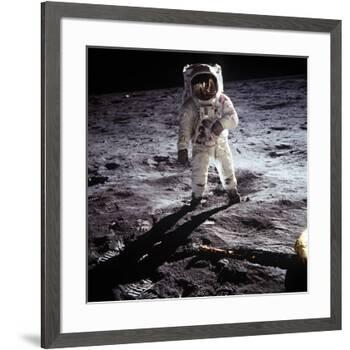 1st Steps of Human on Moon: American Astronaut Edwin "Buzz" Aldrinwalking on the Moon-null-Framed Photo