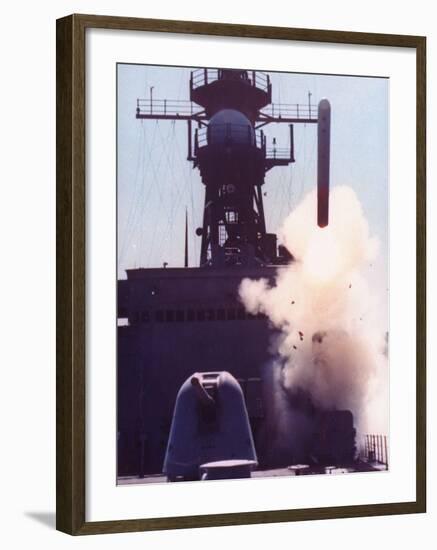 1st Successful Tomahawk Cruise Missile Launch from Armored Box Launcher on Destroyer USS Merrill-null-Framed Premium Photographic Print