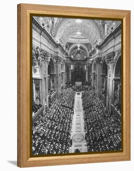 2,300 Prelates Filling the Nave of St. Peter's During the Final Session of the Vatican Council-Carlo Bavagnoli-Framed Premier Image Canvas