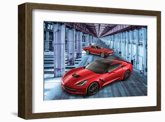 2 Generations of Corvette-null-Framed Art Print