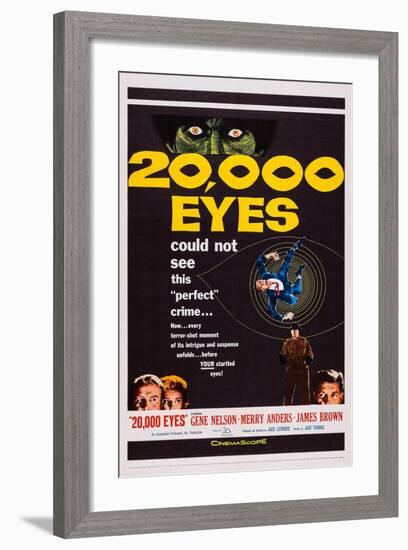 20,000 Eyes, Bottom Left: Gene Barry, Merry Anders; Bottom Right: James Brown, 1961-null-Framed Art Print