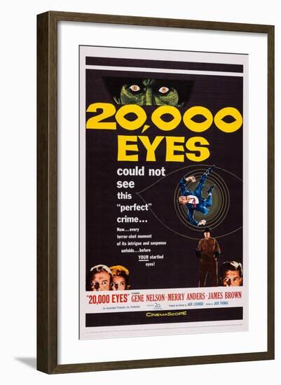 20,000 Eyes, Bottom Left: Gene Barry, Merry Anders; Bottom Right: James Brown, 1961-null-Framed Art Print