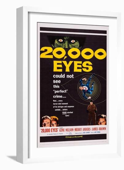 20,000 Eyes, Bottom Left: Gene Barry, Merry Anders; Bottom Right: James Brown, 1961-null-Framed Art Print