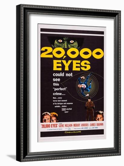 20,000 Eyes, Bottom Left: Gene Barry, Merry Anders; Bottom Right: James Brown, 1961-null-Framed Art Print