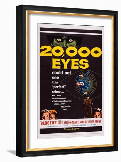 20,000 Eyes, Bottom Left: Gene Barry, Merry Anders; Bottom Right: James Brown, 1961-null-Framed Art Print